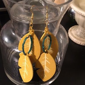Handmade wood leaf dangle fashion earrings BOGO